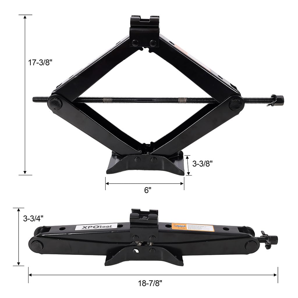 3 Ton Scissor Car Jack, 6614 LBS Heavy Duty Tire Changing Kit with Lug Wrench, Ratchet Wrench, Sockets, Work Gloves, Tire Pressure Gauge and Storage Bag H406