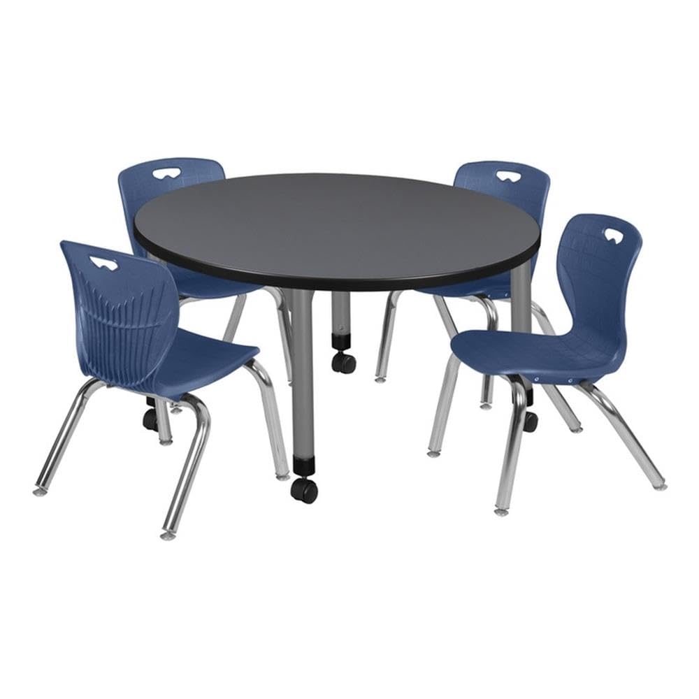 36" Round Mobile Classroom Table with 4 Stackable Chairs K7440