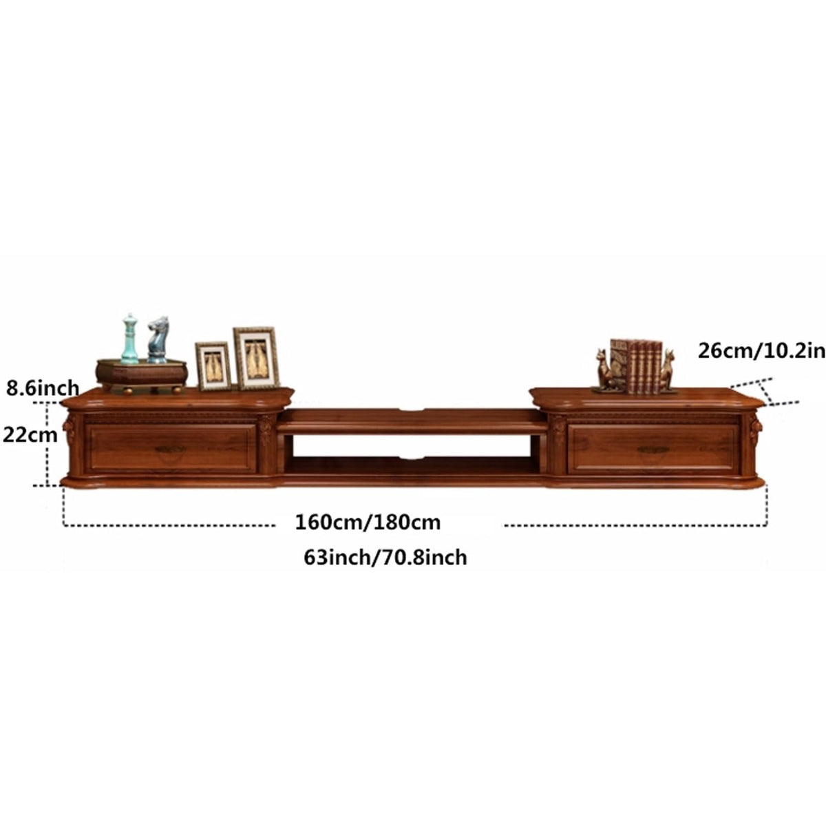 Wall Mounted TV Stand with Drawers and Open Storage Shelf E98378