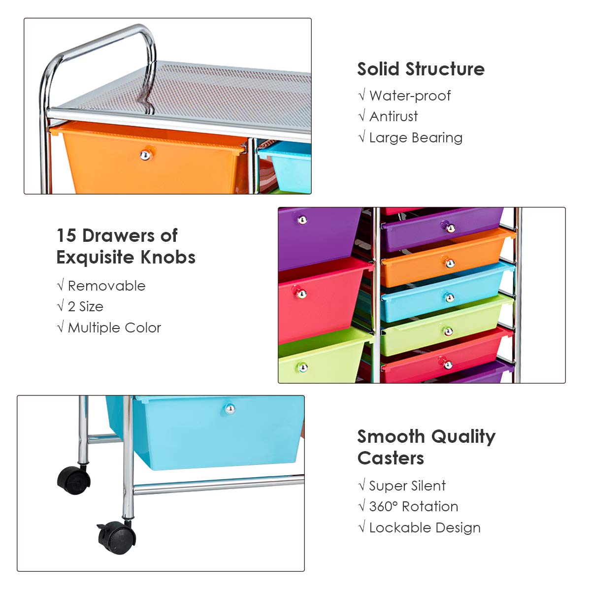 15 Drawer Rolling Storage Cart P50274