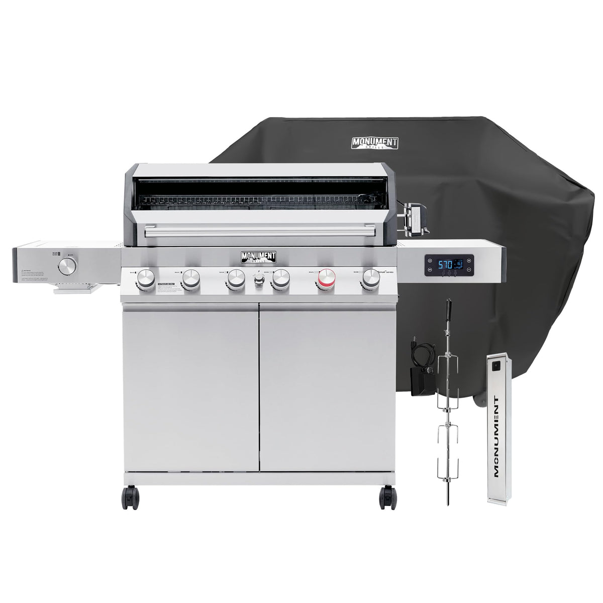 6+1 Burner Propane Gas Grill Stainless Steel 78,000 BTU with Side Sear Burner U9864