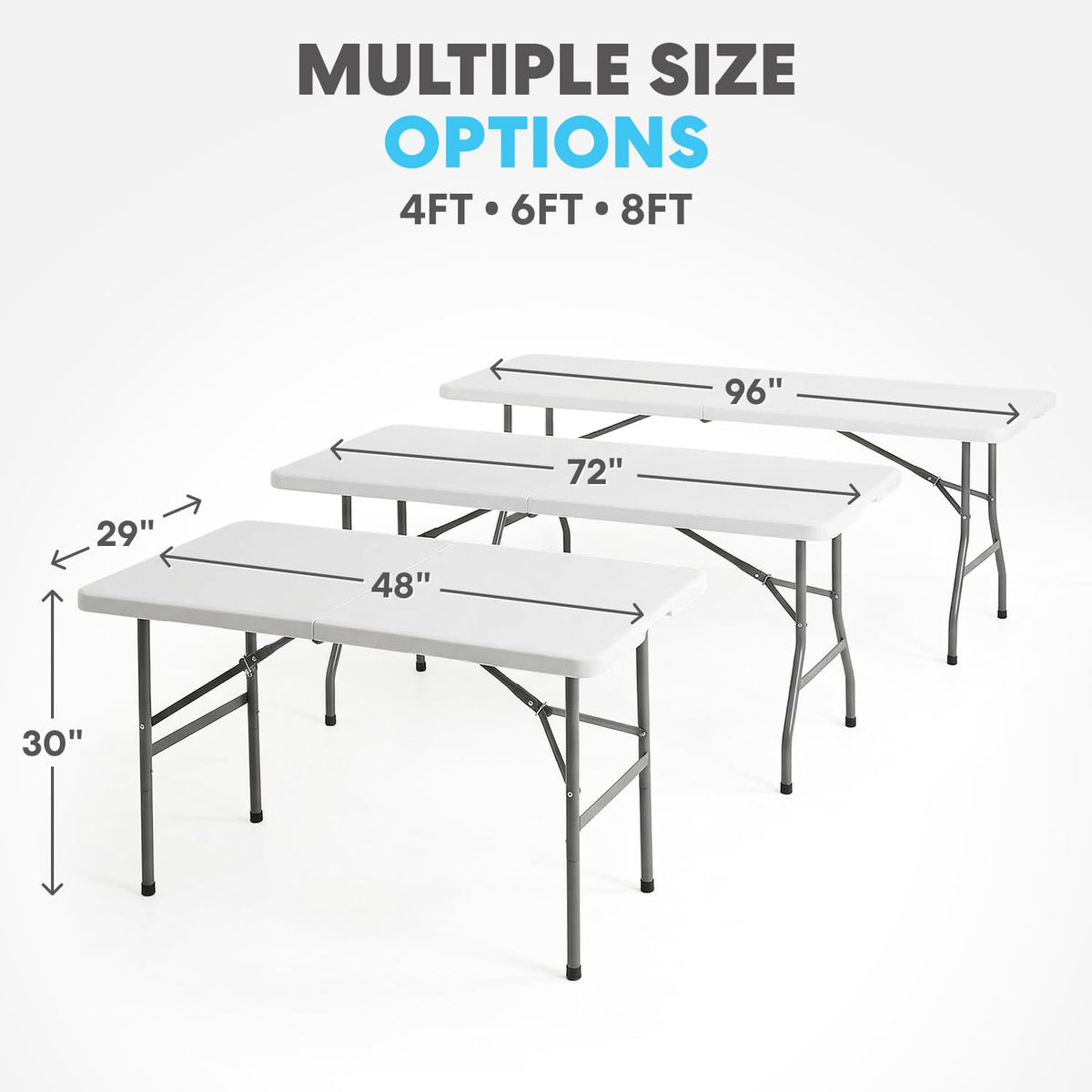 White 6FT Foldable Table 2-Pack M8407