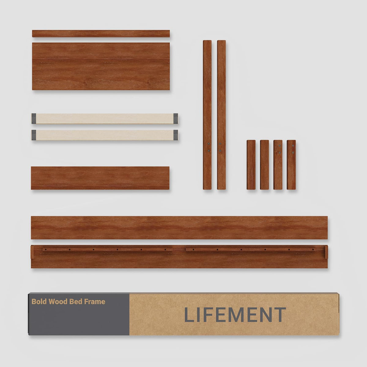 Cherry King Wood Platform Bed Frame with Headboard I3710