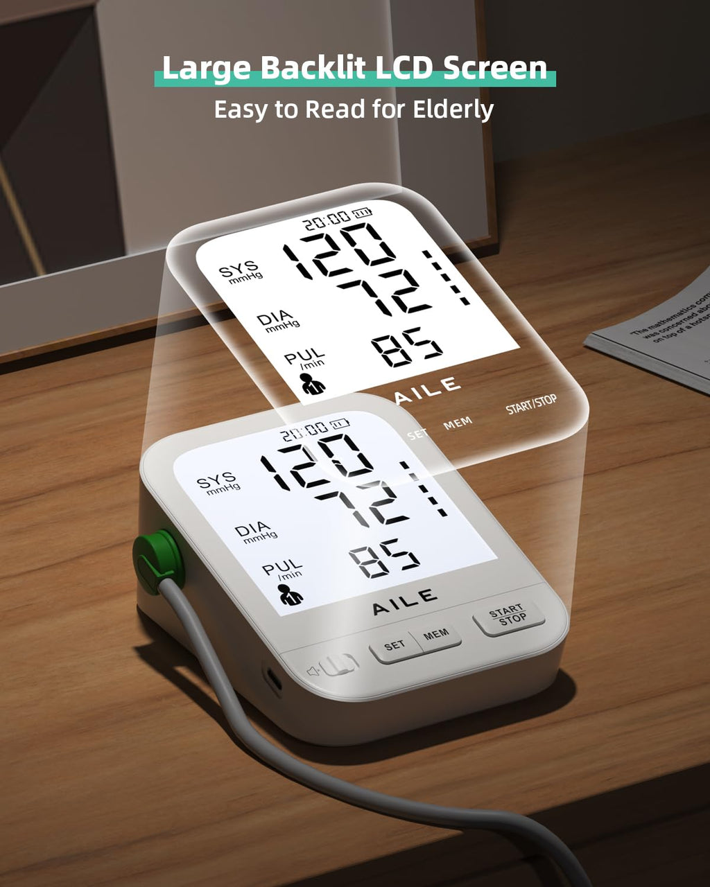 FDA Cleared Blood Pressure Monitor Large LCD Display G89901