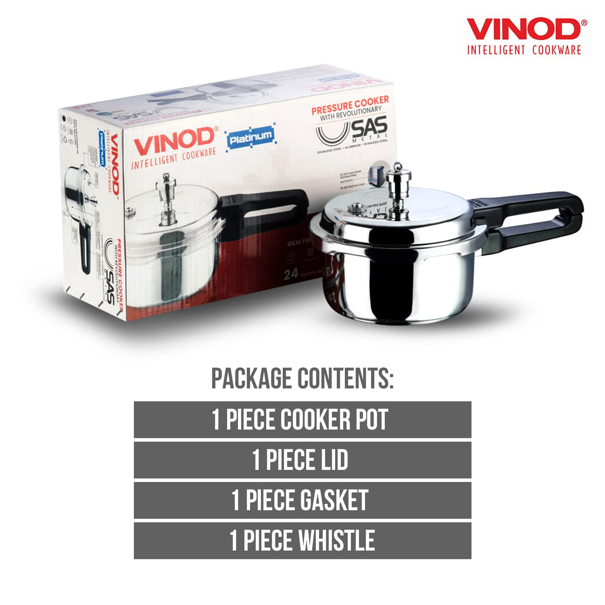 Stainless Steel Pressure Cooker, Outer Lid, 2 Litre S6881