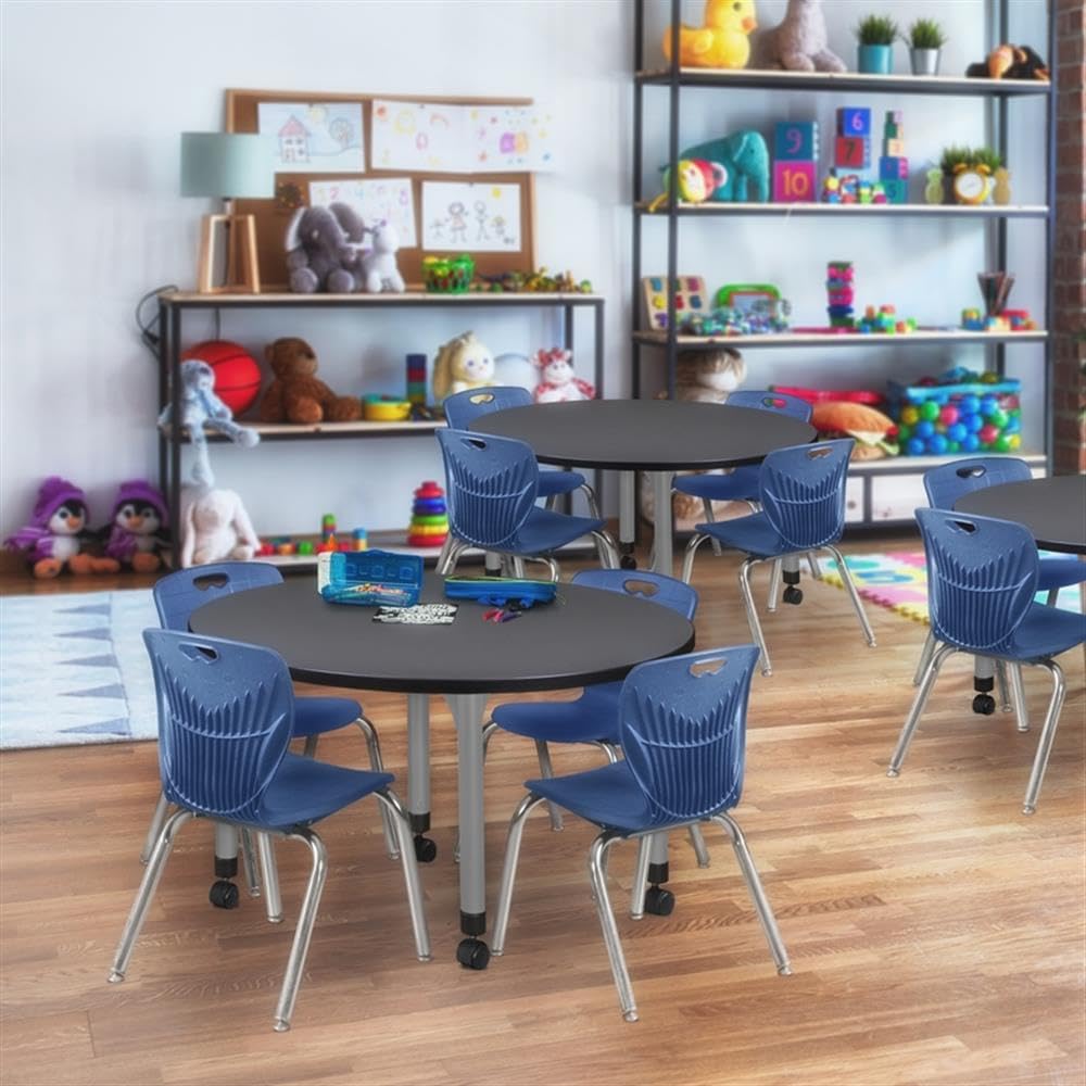 36" Round Mobile Classroom Table with 4 Stackable Chairs K7440