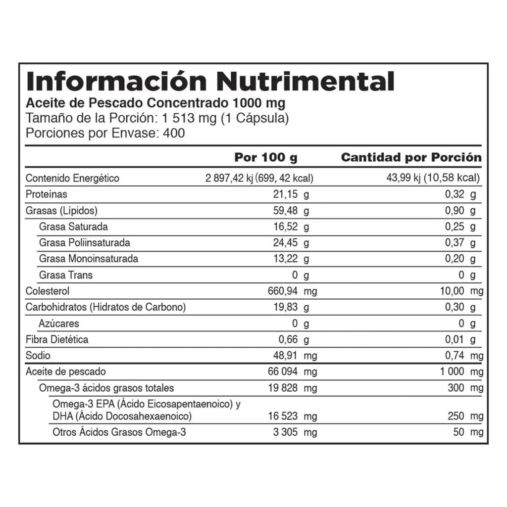Fish Oil Concentrate 1000mg 400 Softgels E469618