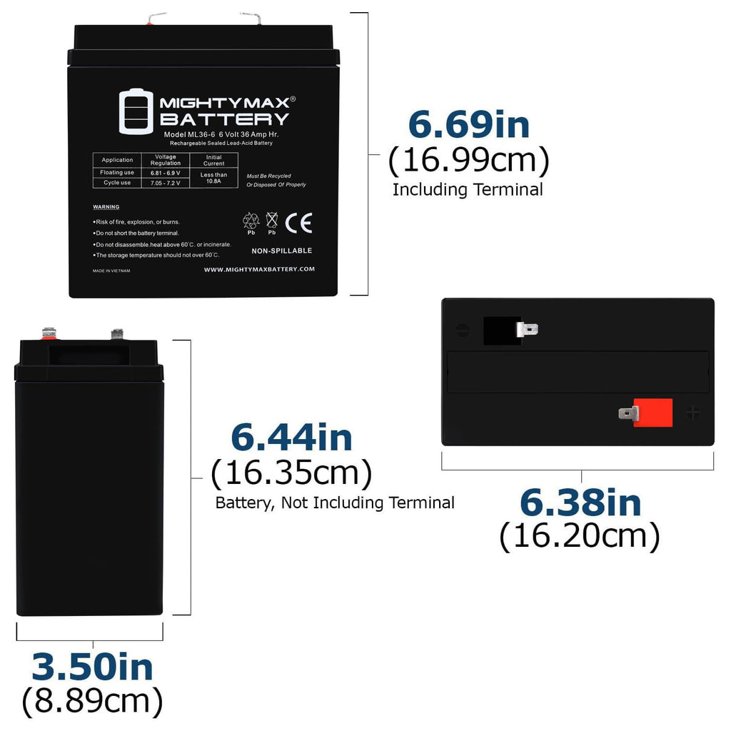 6V 36Ah AGM F2 Terminal Battery E7911