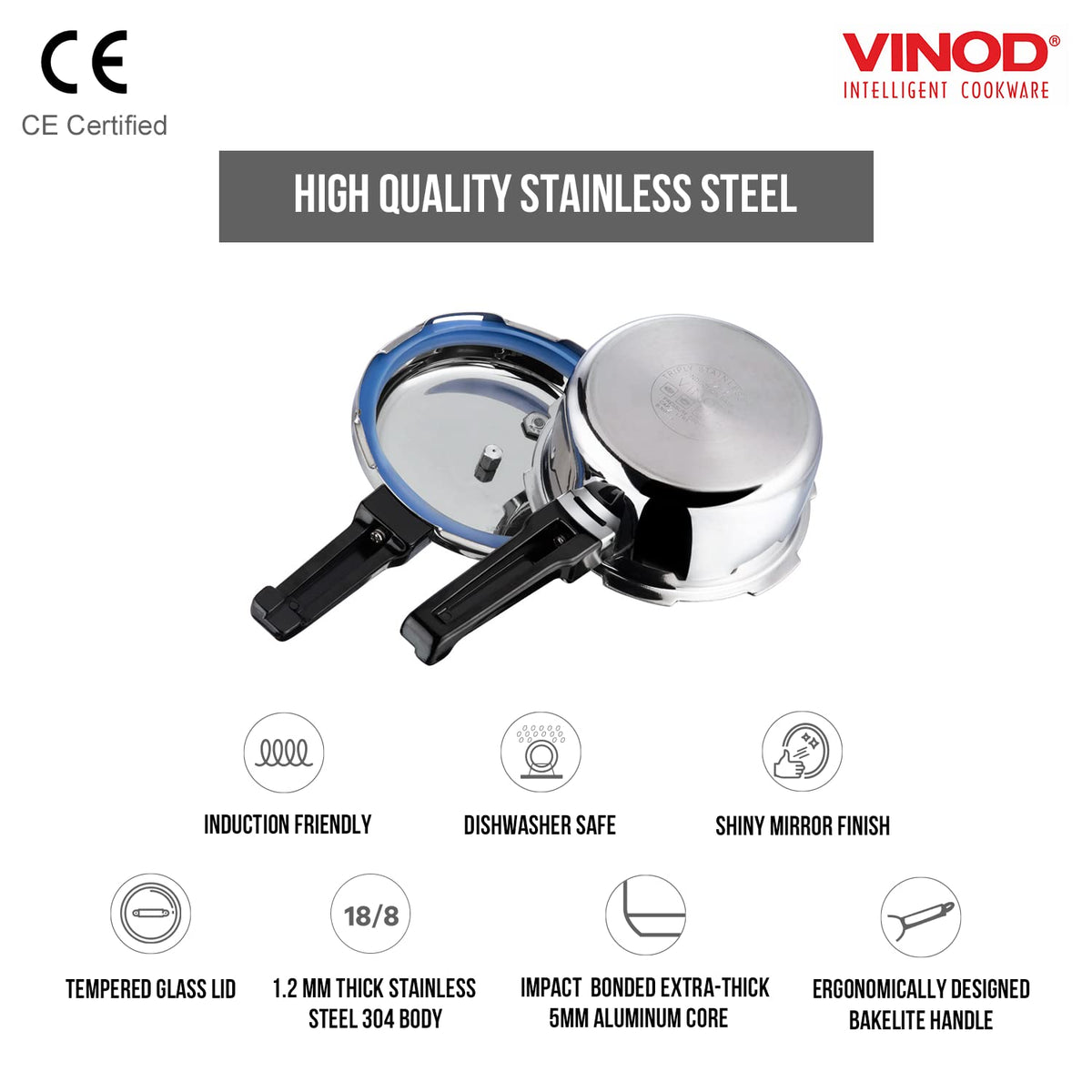 Stainless Steel Pressure Cooker, Outer Lid, 2 Litre S6881