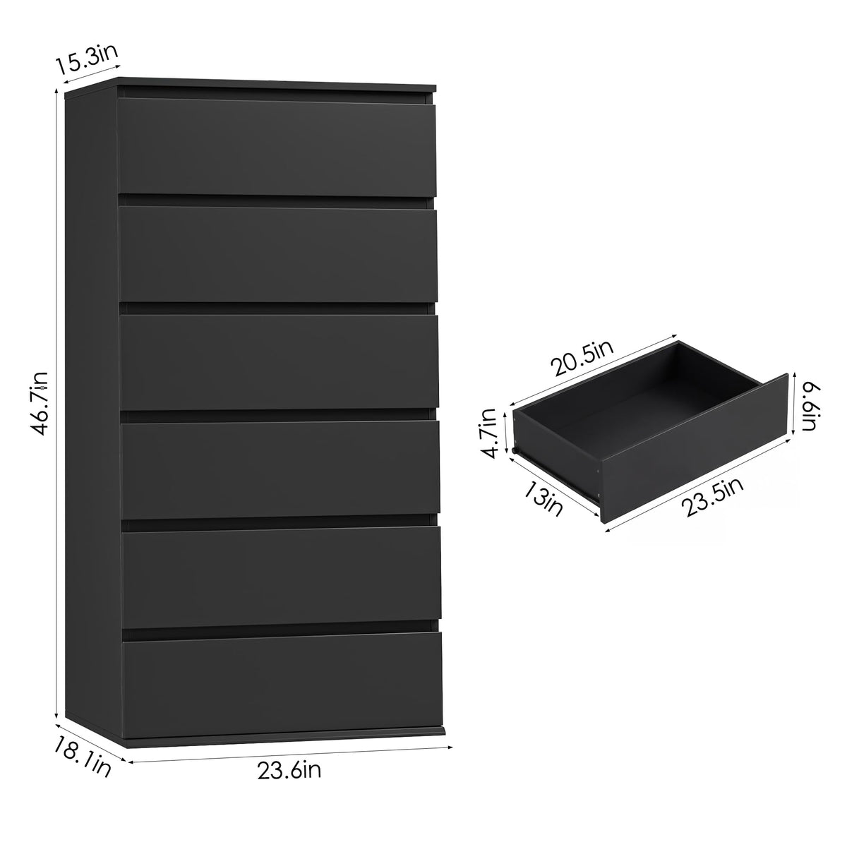 Black 6 Drawer Dresser L65773