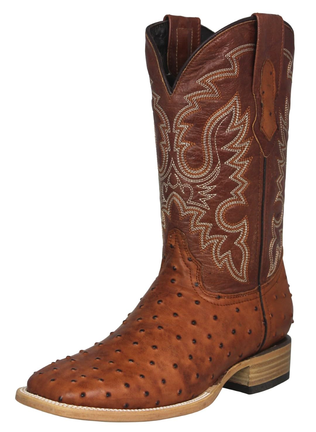 Cognac Leather Square Toe Western Cowboy Boots O976243