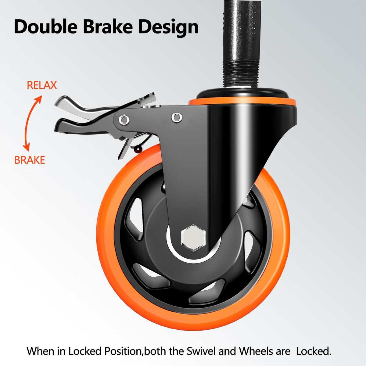 4 inch Threaded Stem Caster Wheels Set of 4 Heavy Duty Dual Locking F86156
