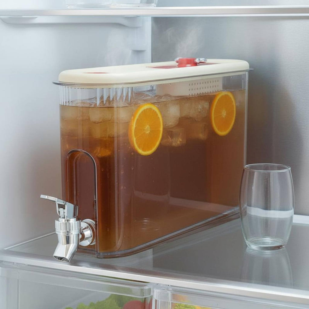 White Cold Beverage Dispenser with Faucet B81476