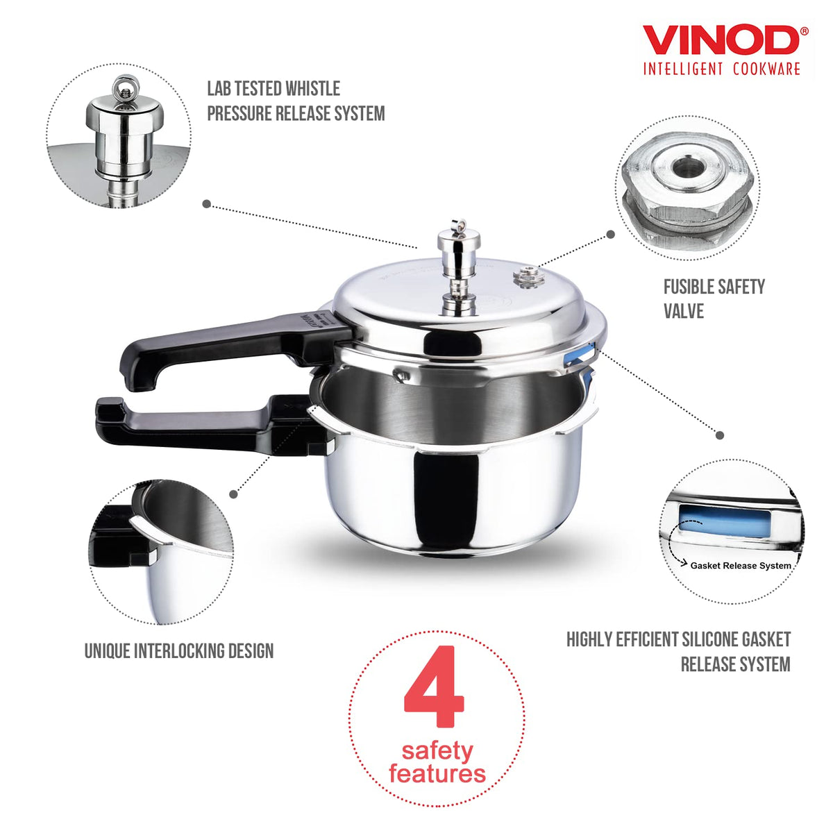 Stainless Steel Pressure Cooker, Outer Lid, 2 Litre S6881