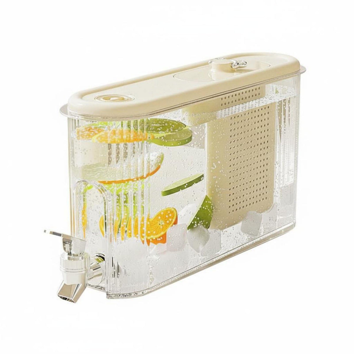 White Cold Beverage Dispenser with Faucet B81476