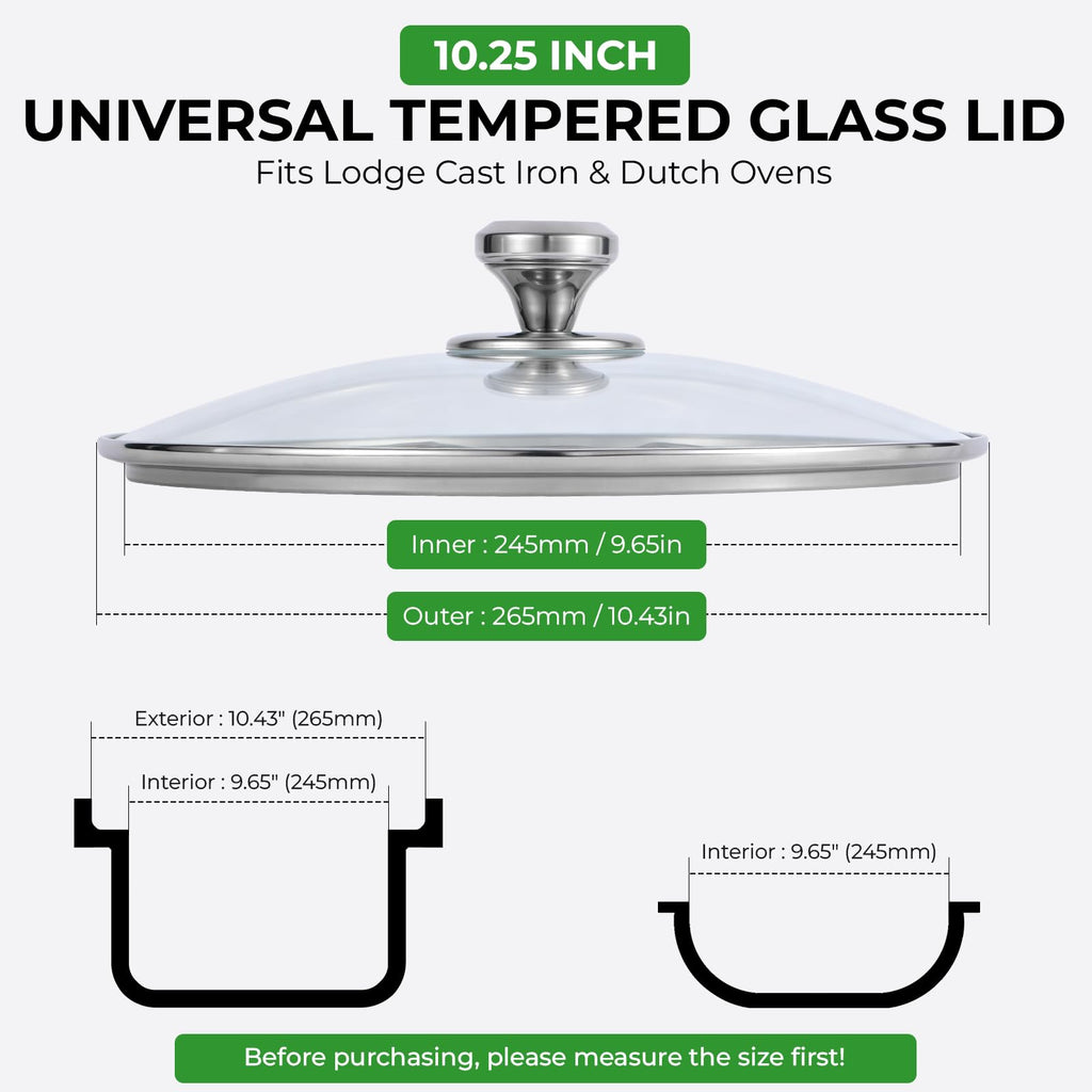10.25 Inch Tempered Glass Lid with Stainless Steel Knob W880