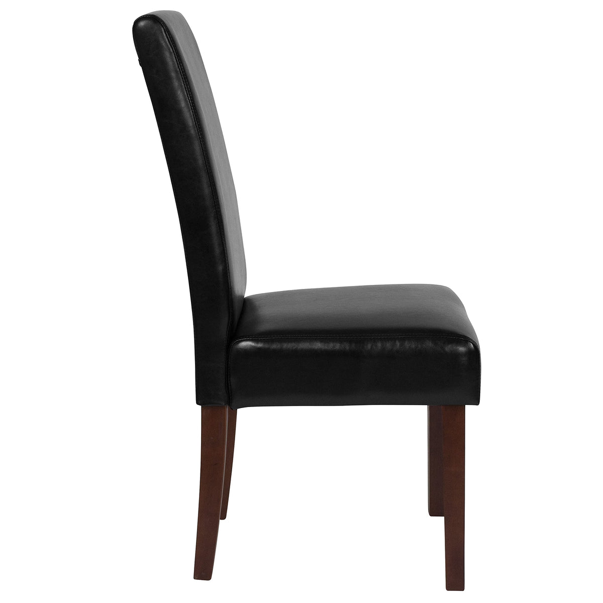 Black LeatherSoft Parsons Chair with Mahogany Legs Z806
