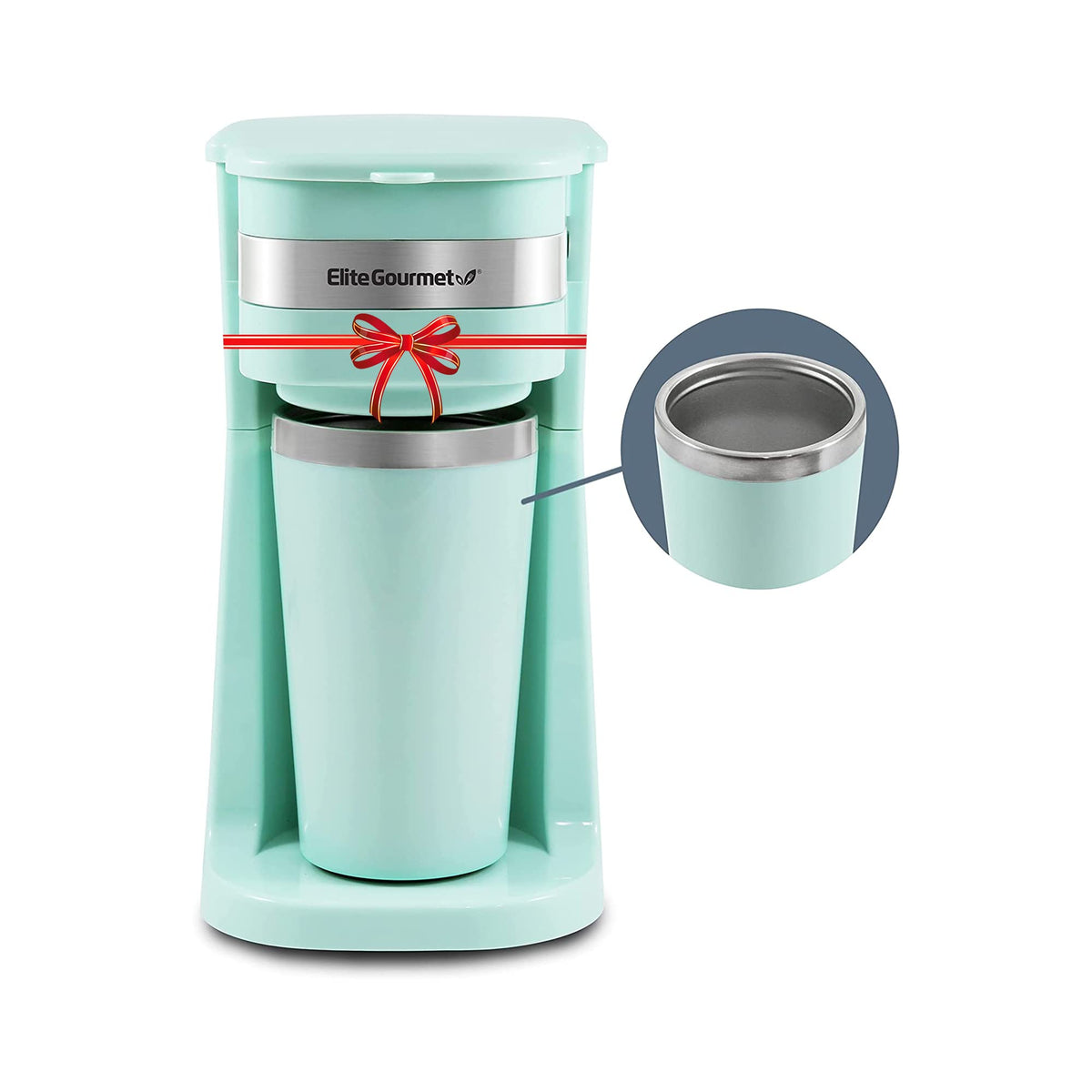 Single-Serve Coffee Maker with 14Oz Stainless Steel Travel Mug R4084