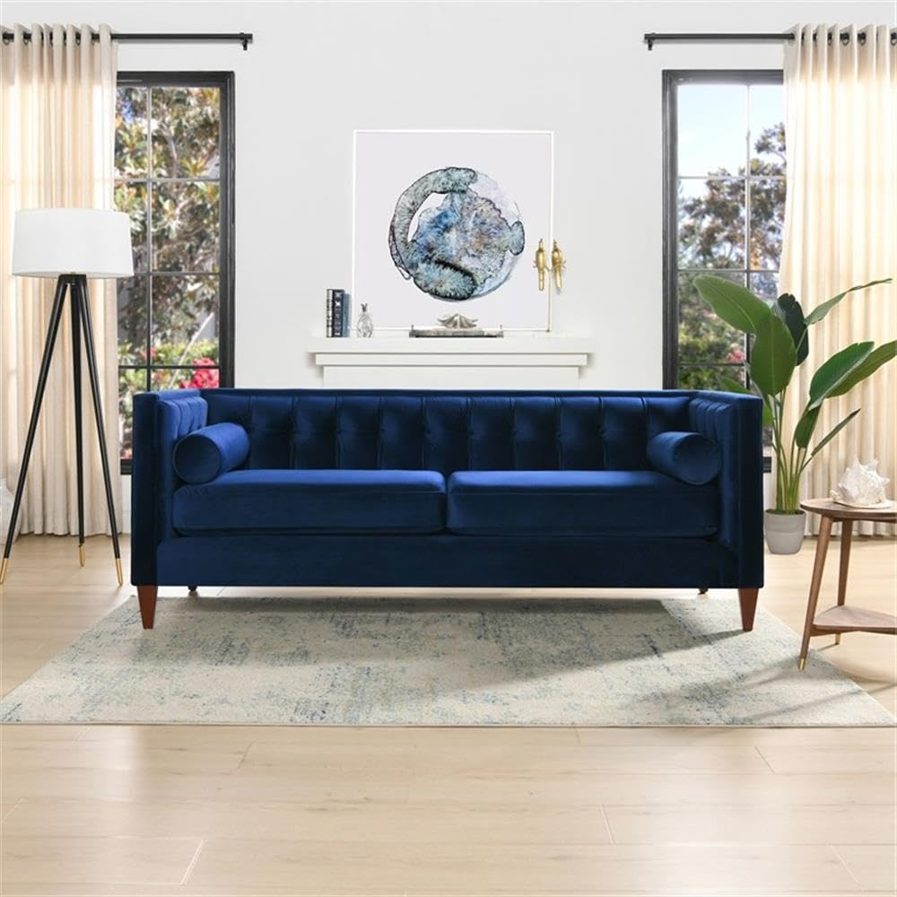 Navy Blue Velvet Tufted Sofa C397390