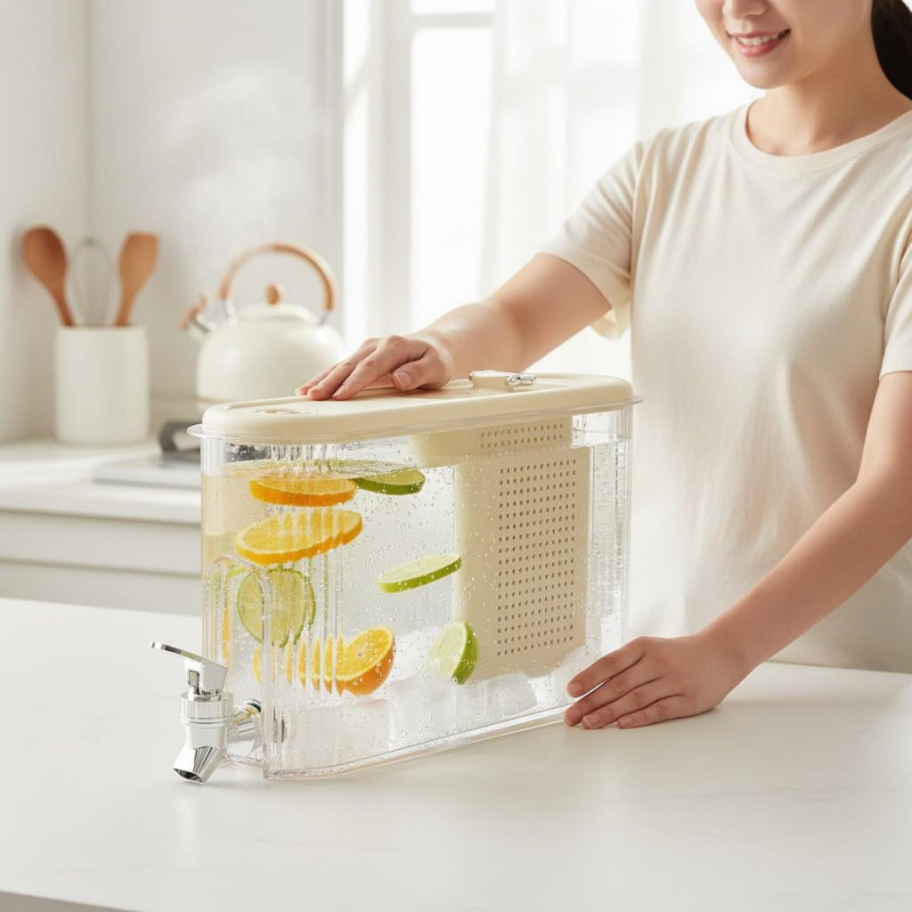 White Cold Beverage Dispenser with Faucet B81476