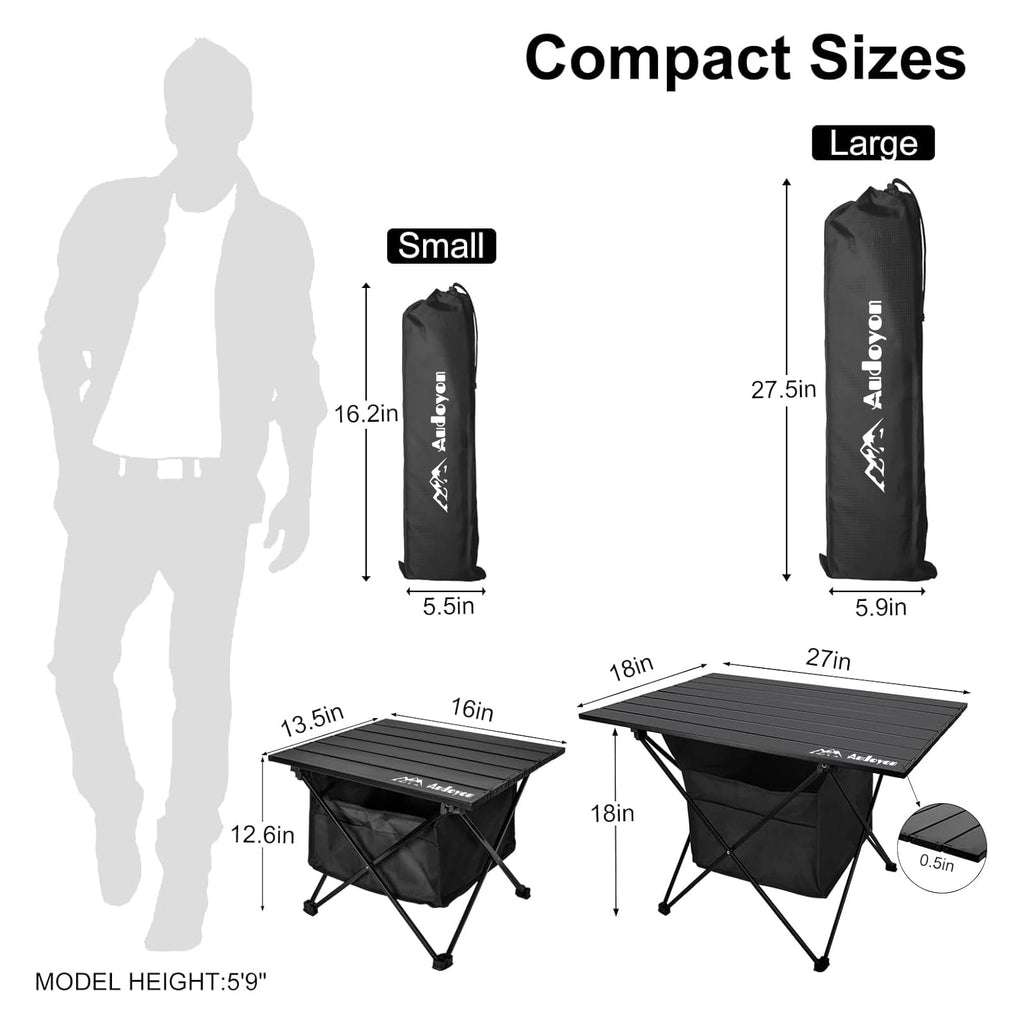 Foldable Aluminum Camping Side Table with Carry Bag X90080