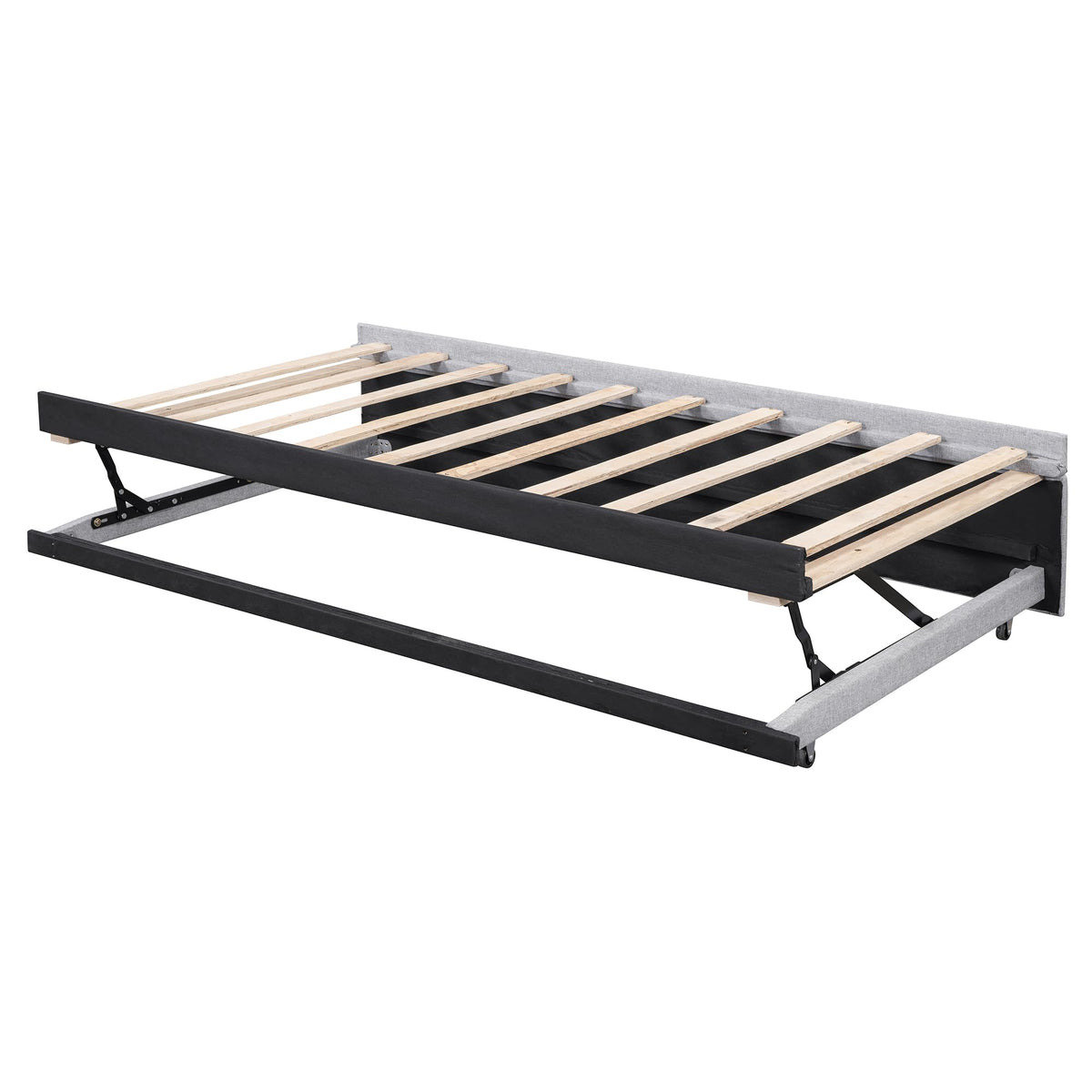 Twin Size Linen Extendable Upholstered Daybed with Pop Up Trundle M6968