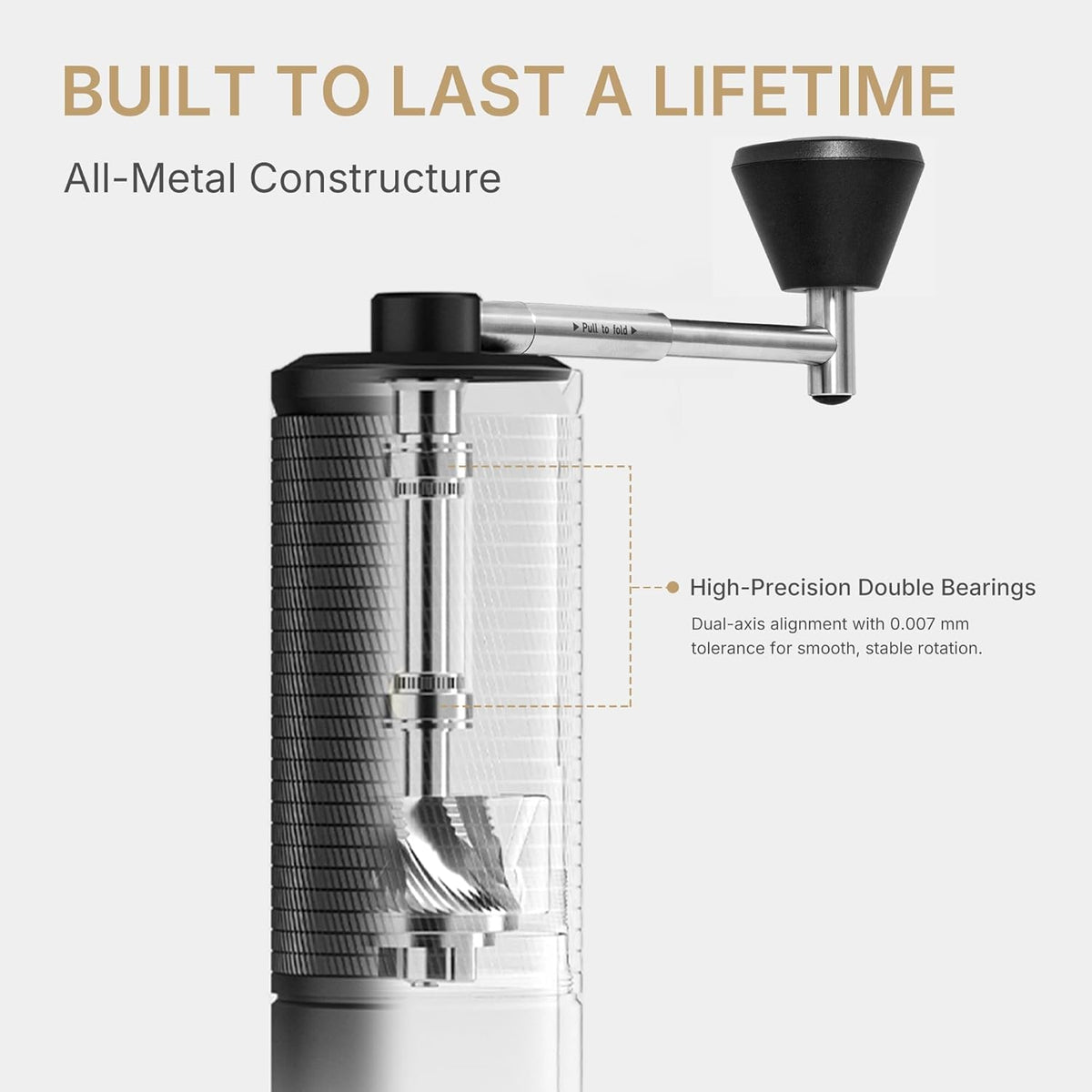 Manual Coffee Grinder with Conical Burr Portable Hand Coffee Grinder V614