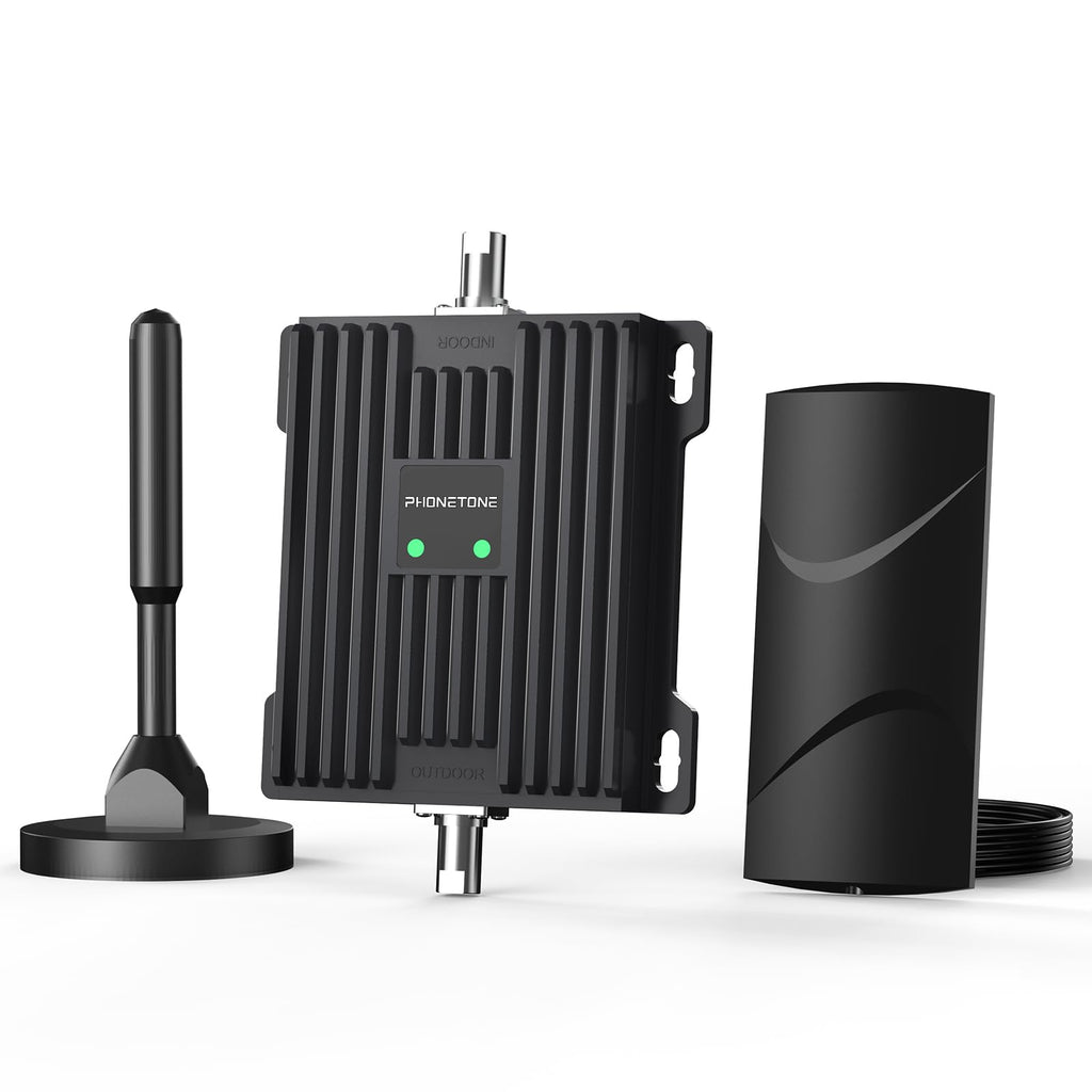 Vehicle Cell Phone Signal Booster with Omni-Directional Roof Antenna Grey T4267