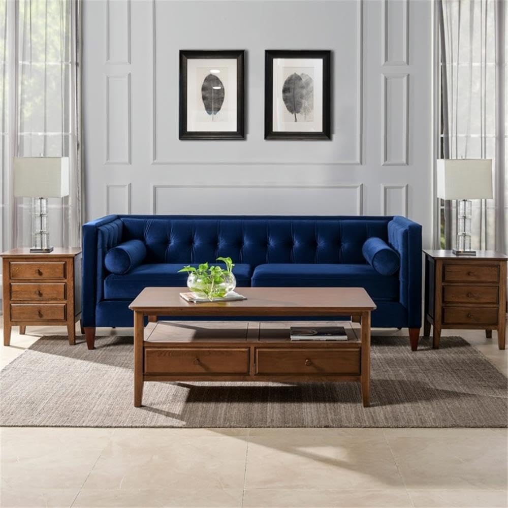 Navy Blue Velvet Tufted Sofa C397390