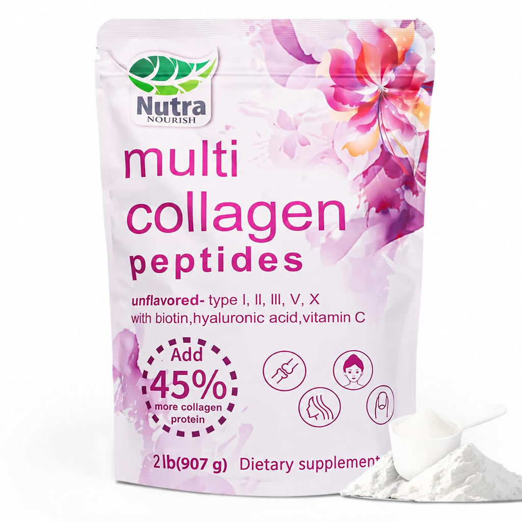 Multi Collagen Peptides Powder, 2LB Type I II III V X Unflavored A136938