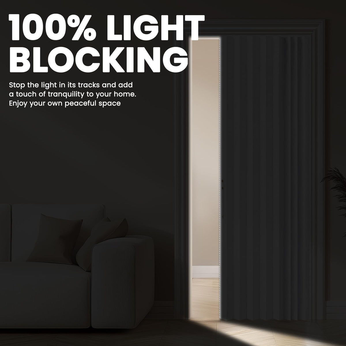 Blackout Magnetic Door Curtain 72W x 79 L White O933704