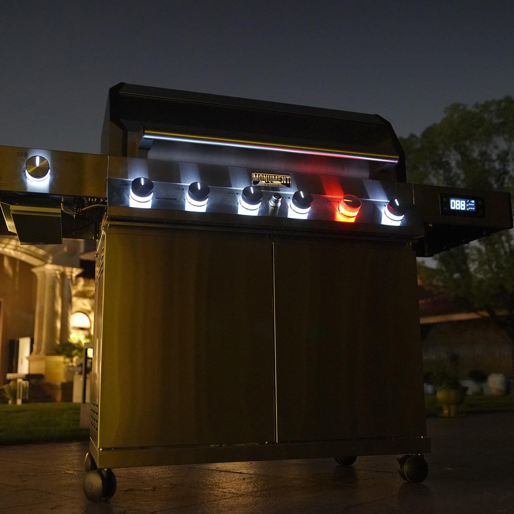 6+1 Burner Propane Gas Grill Stainless Steel 78,000 BTU with Side Sear Burner U9864