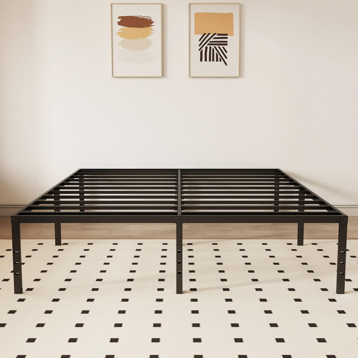 Queen 18 Inch Metal Platform Bed Frame, Black K82984