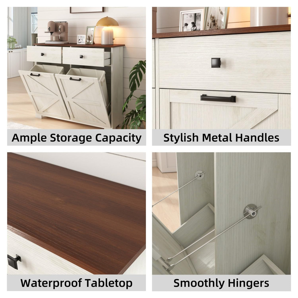 Double Tilt Out Trash Cabinet with Hideaway Drawer E420