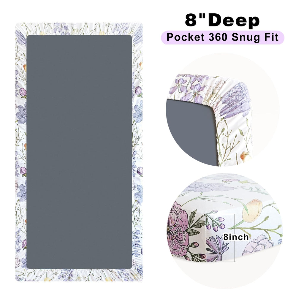 Soft Floral Crib Sheets 3 Pack 28'' X 52'' Fitted Microfiber Violet J727