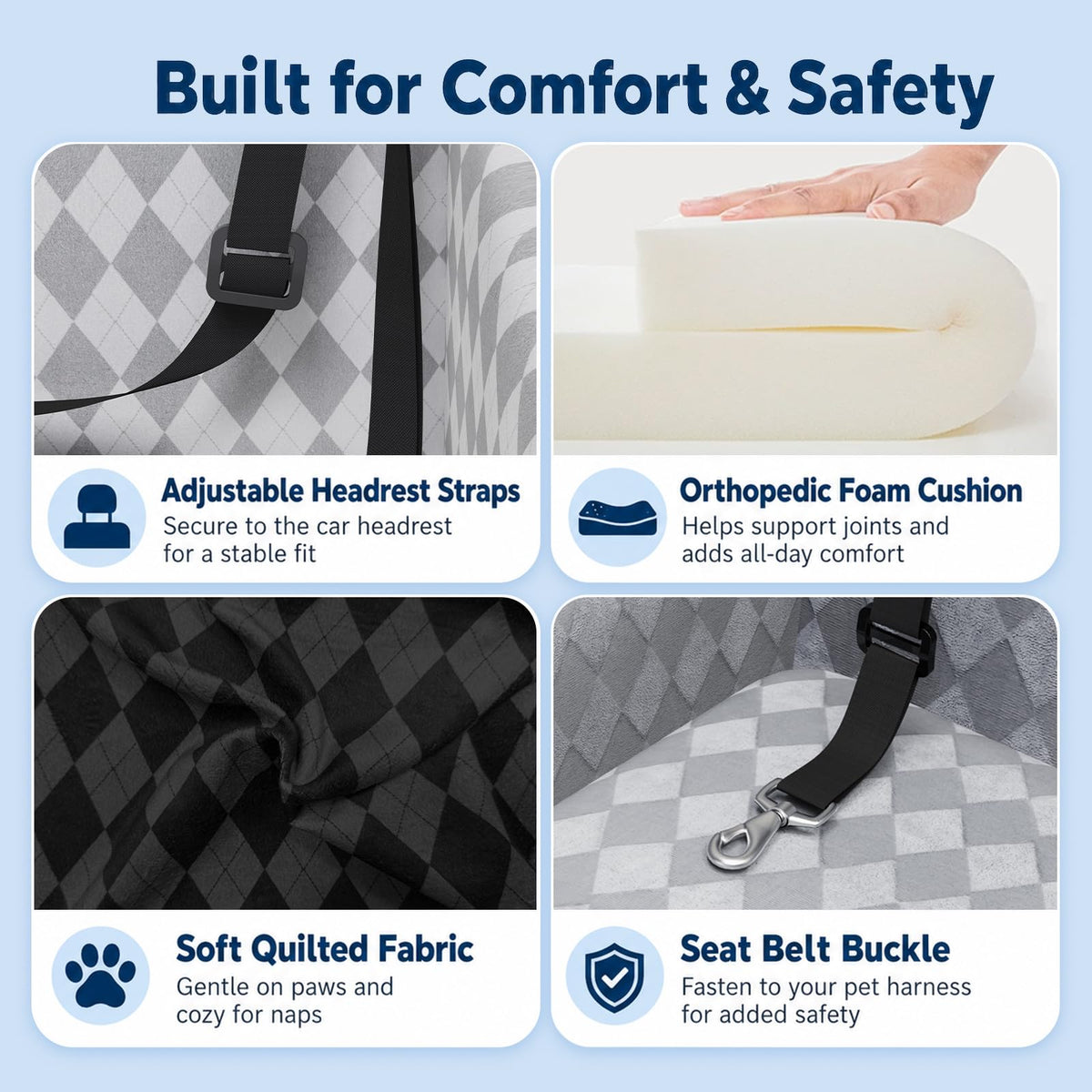 Medium & Large Dog Car Seat with Memory Foam Cushion V78872