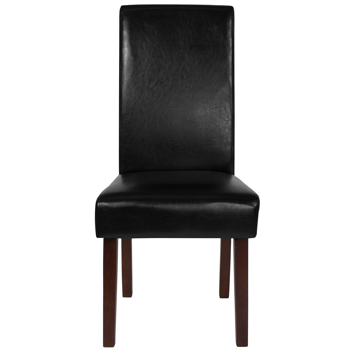 Black LeatherSoft Parsons Chair with Mahogany Legs Z806