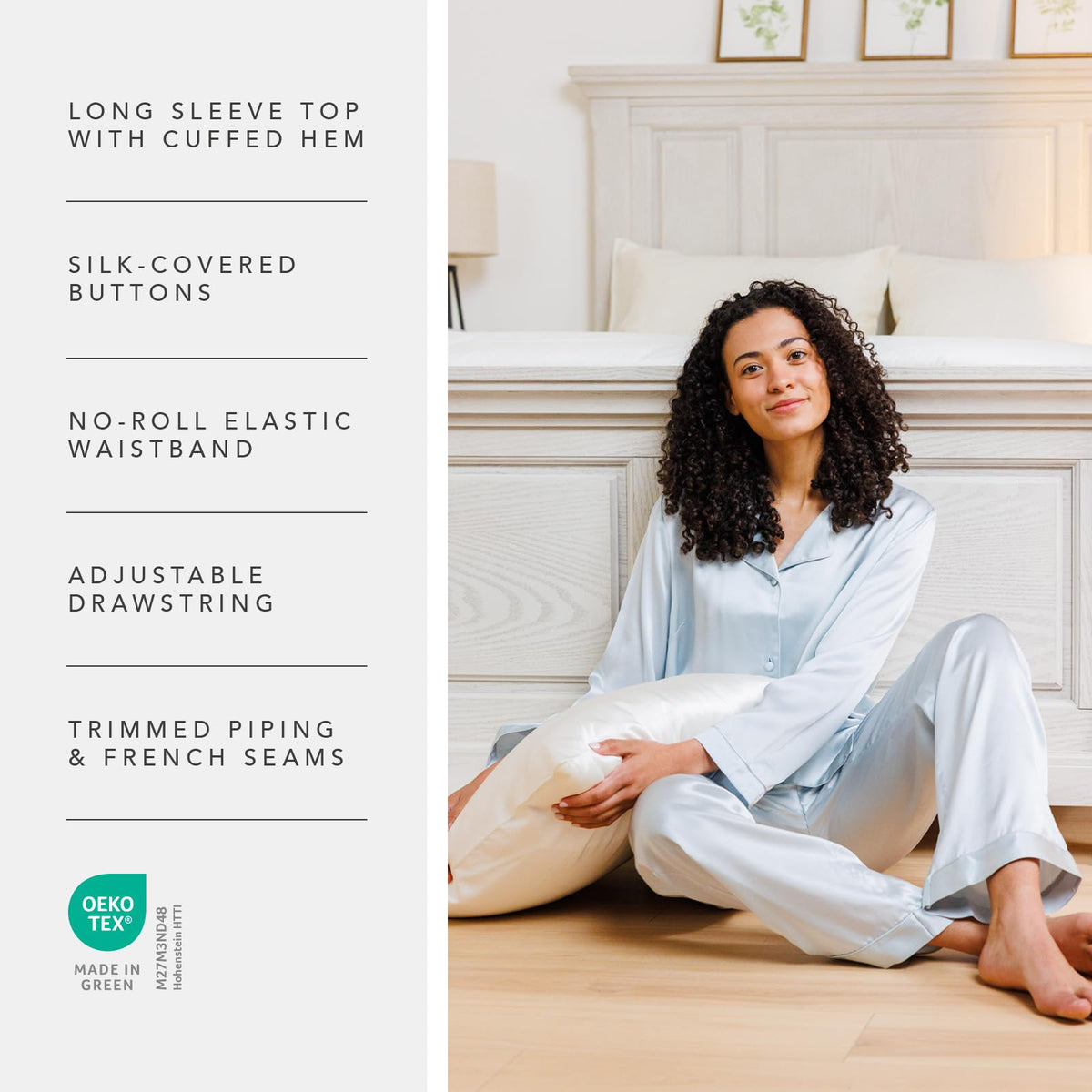 Women's 100% Mulberry Silk Long Pajama Set X37837