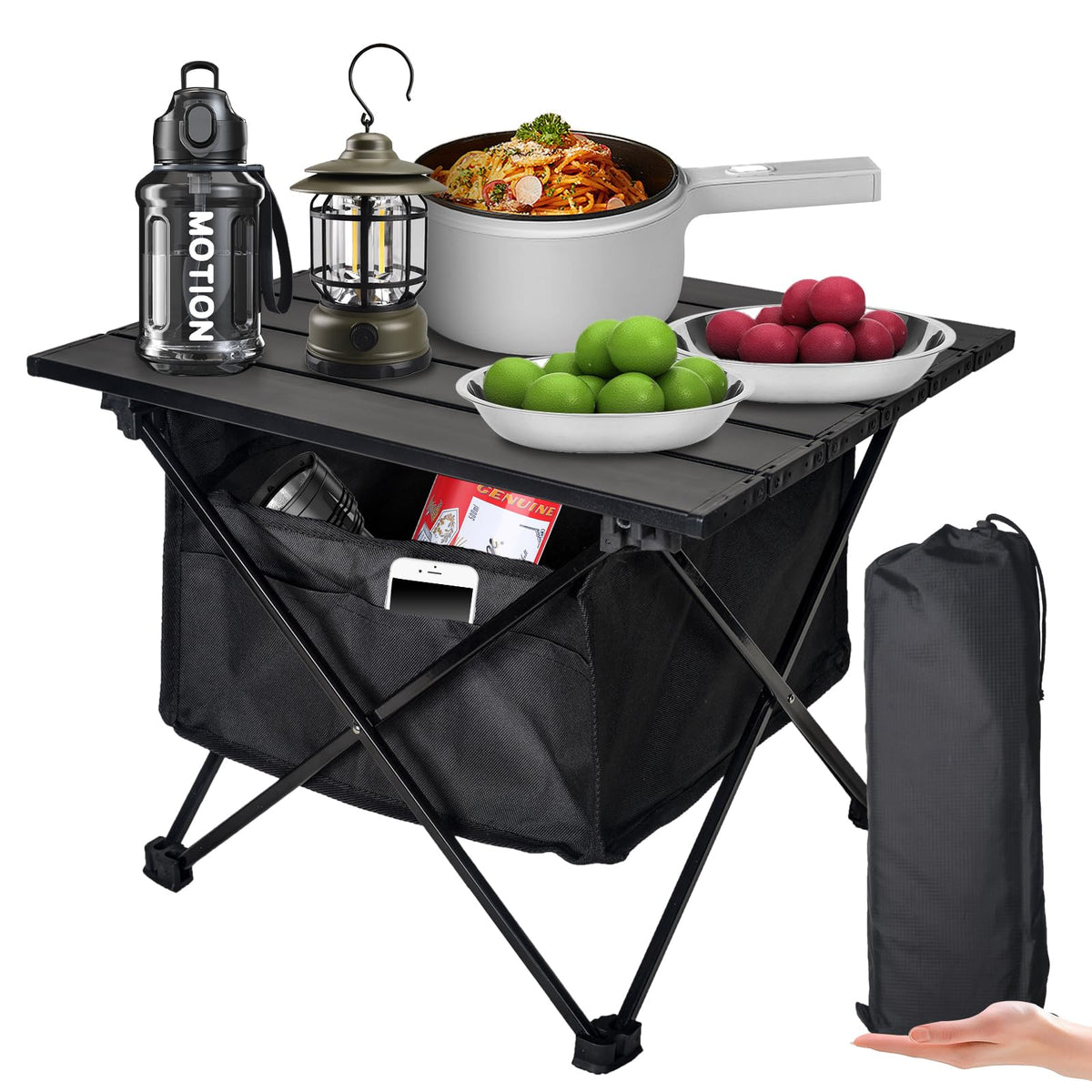 Foldable Aluminum Camping Side Table with Carry Bag X90080