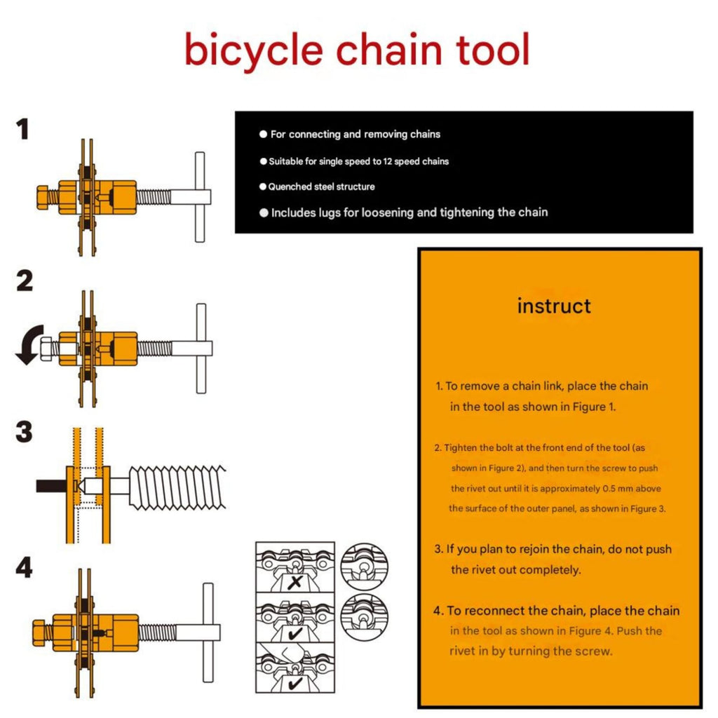Bike Chain Tool, 1-13 Speed Chain Breaker with Spare Pins Y320