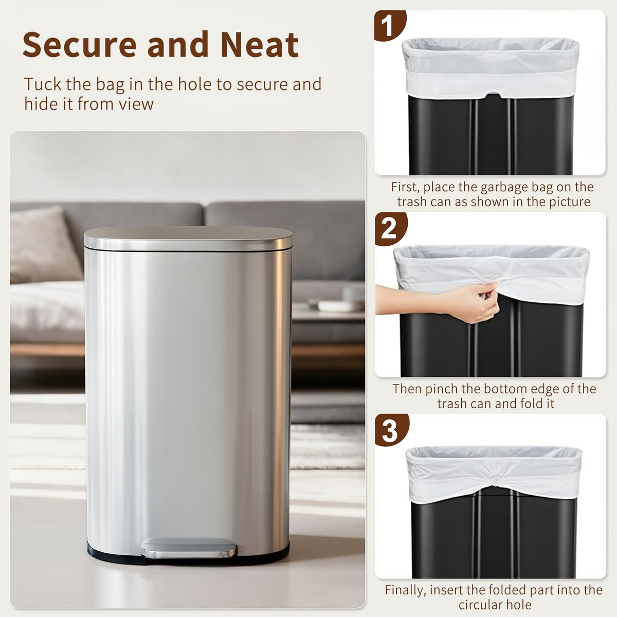 13G Steel Trash Can with Lid B9672