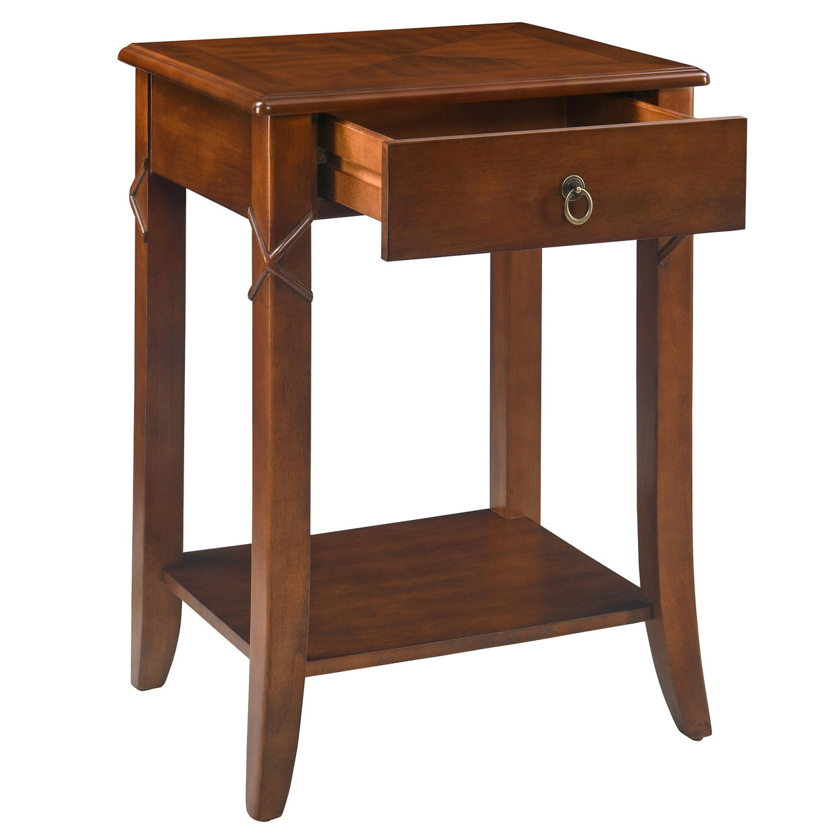 Small Solid Wood Side End Table with Drawer and Storage Shelf L138784