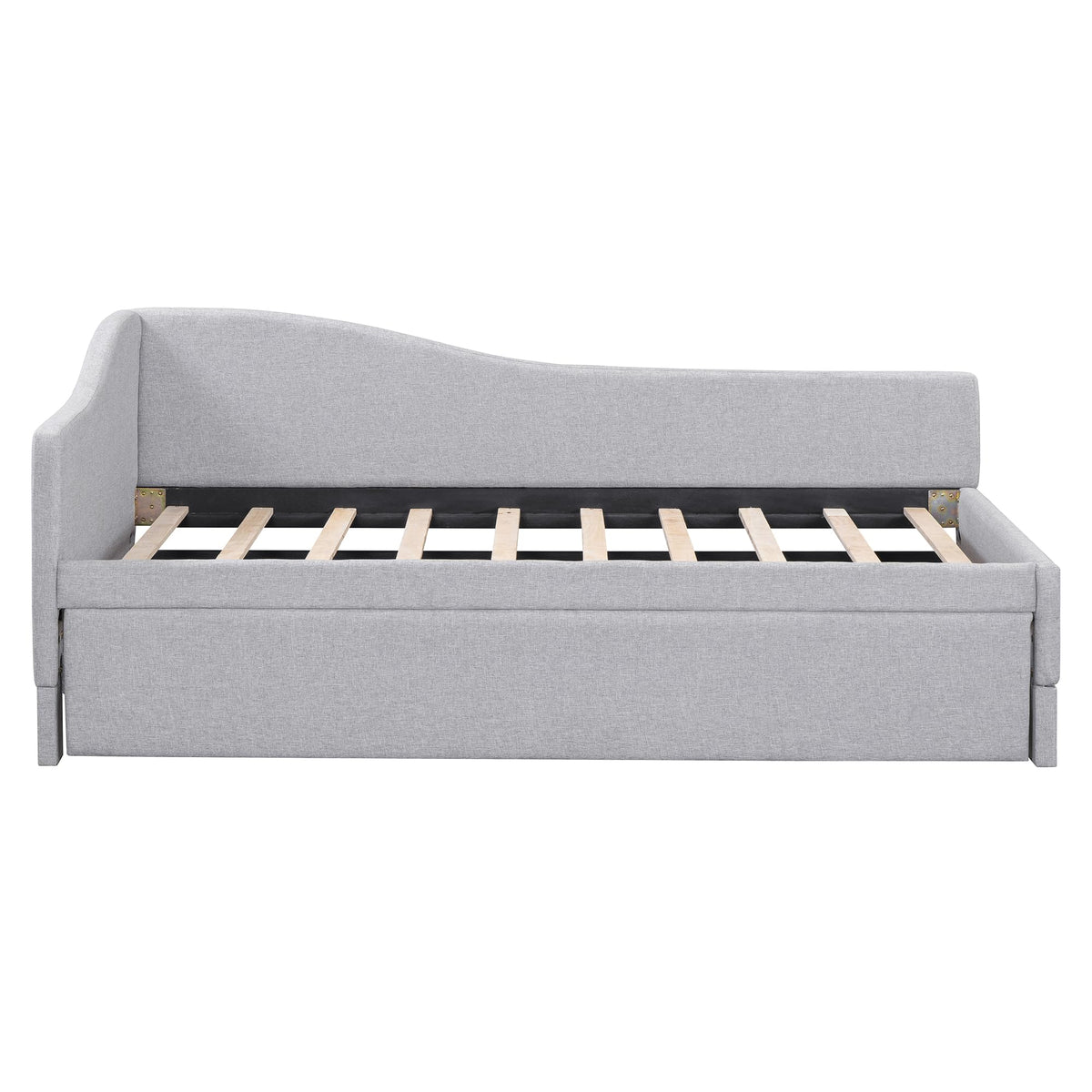 Twin Size Linen Extendable Upholstered Daybed with Pop Up Trundle M6968