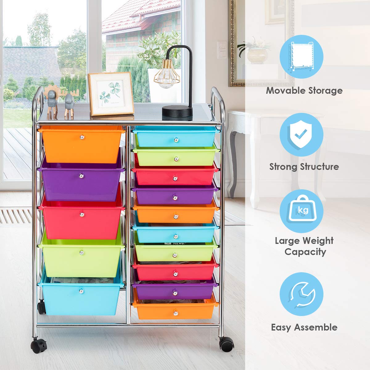 15 Drawer Rolling Storage Cart P50274