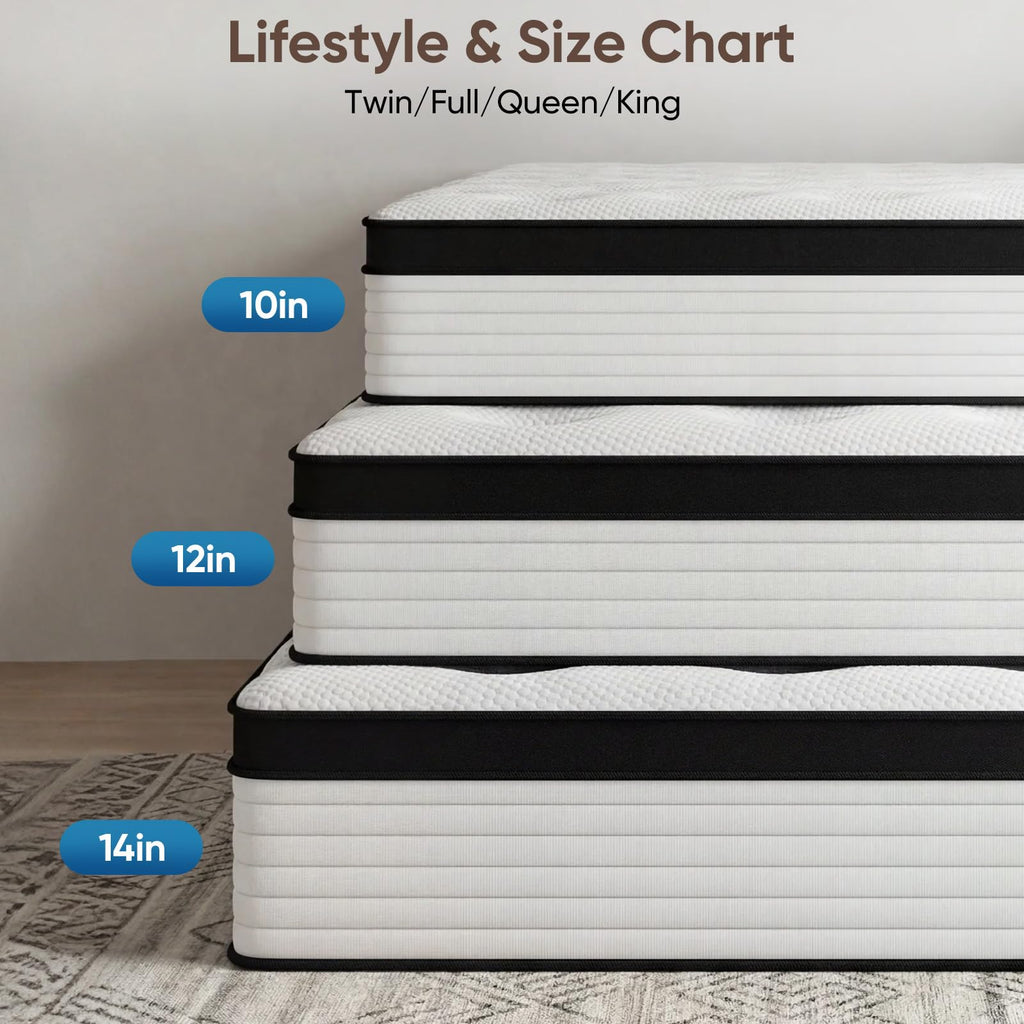 12 Inch Medium Firm Hybrid Memory Foam Mattress F3670