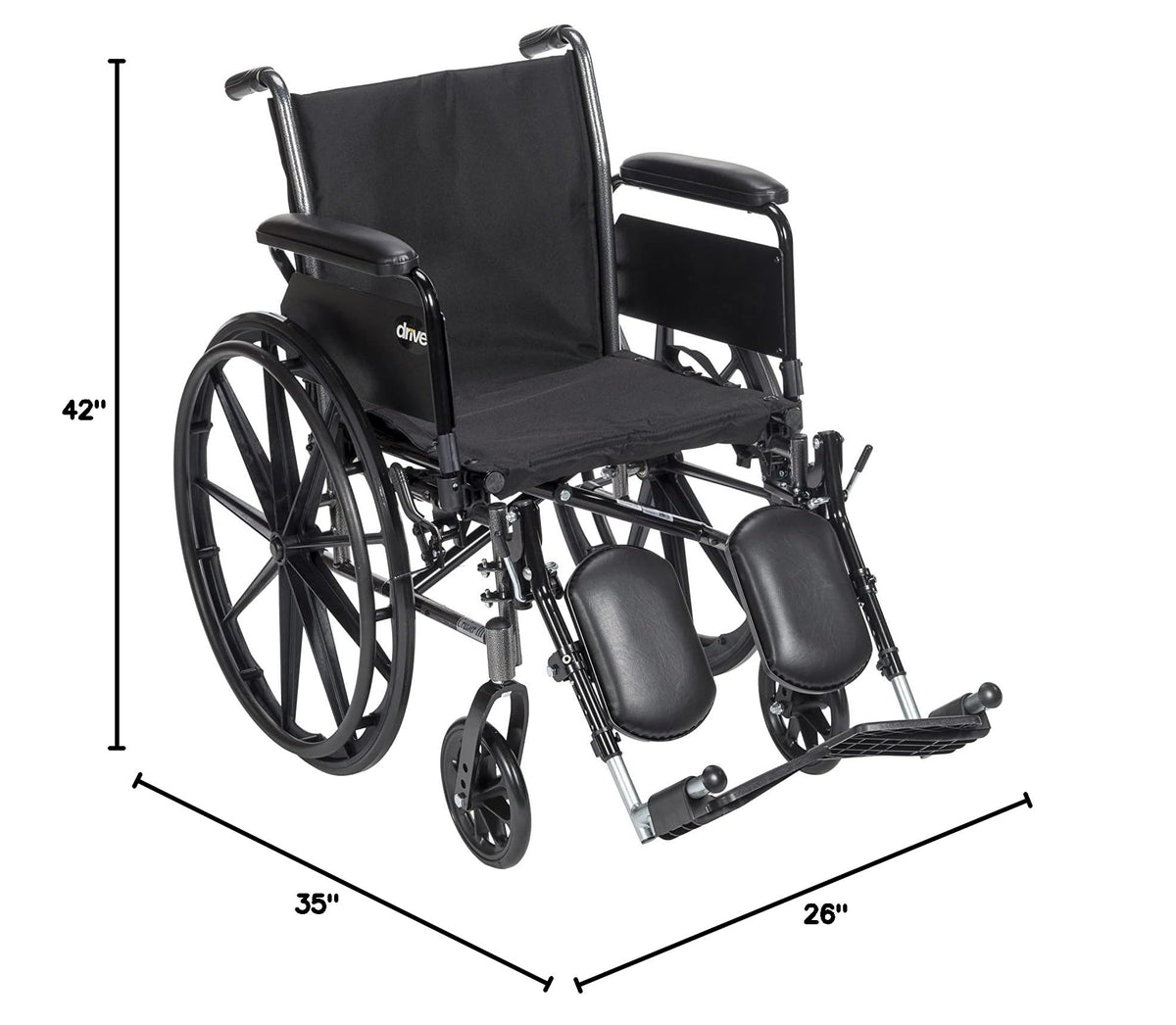 Lightweight Wheelchair Full Arms Black 18" C467