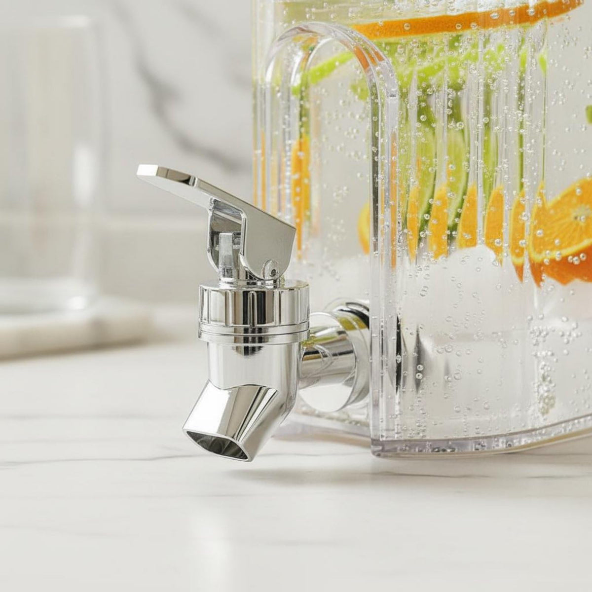 White Cold Beverage Dispenser with Faucet B81476