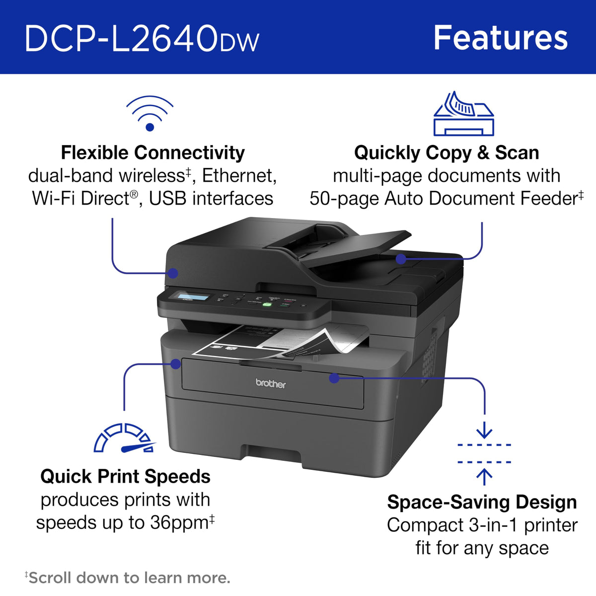 Wireless Compact Monochrome Multi-Function Printer X88853