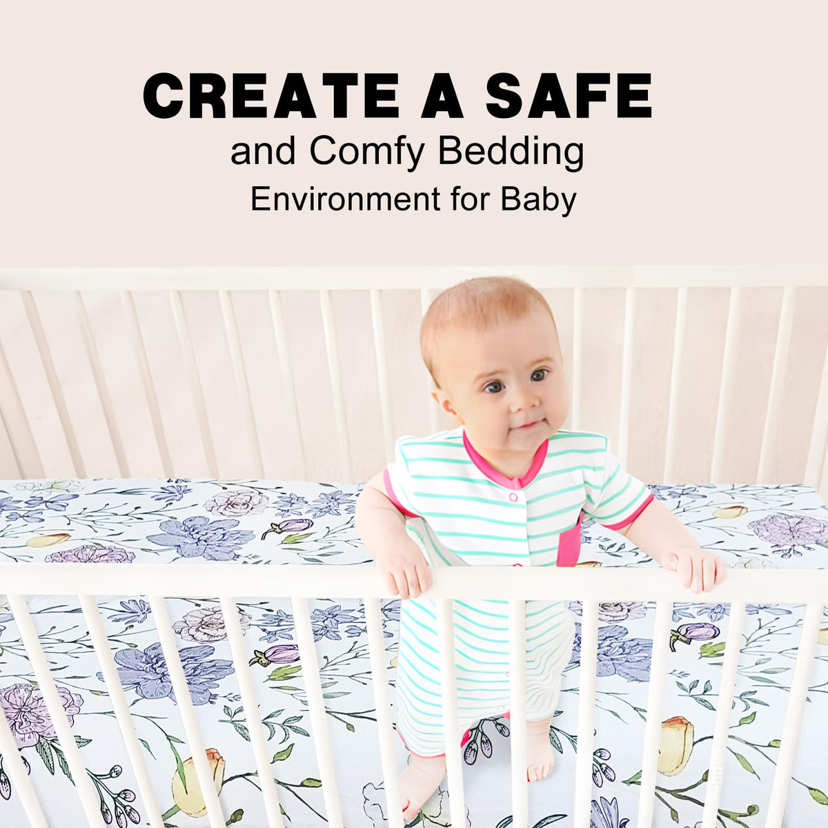 Soft Floral Crib Sheets 3 Pack 28'' X 52'' Fitted Microfiber Violet J727
