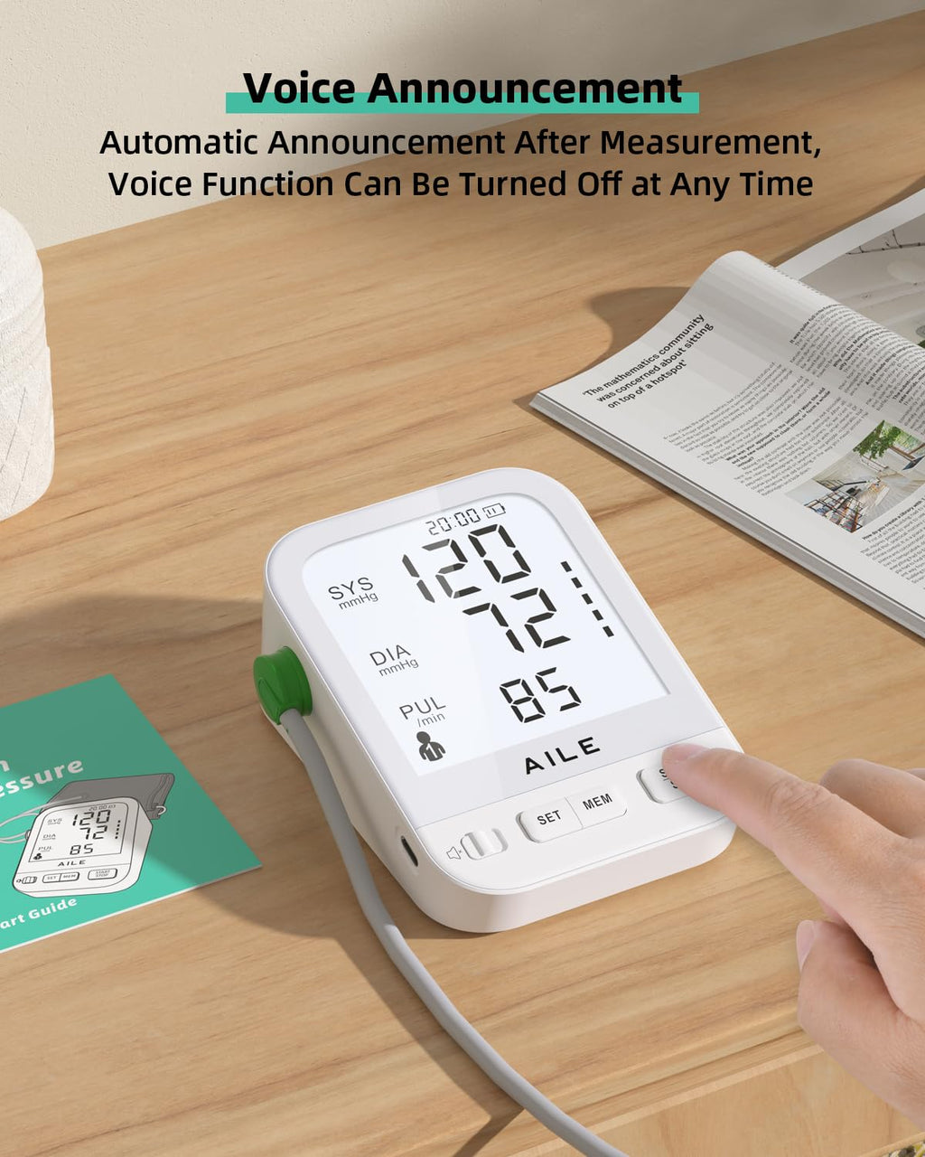 FDA Cleared Blood Pressure Monitor Large LCD Display G89901